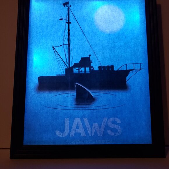 "Jaws" 9x10 Framed Print with Back Light Battery Operated on/off switch - Picture 2 of 6